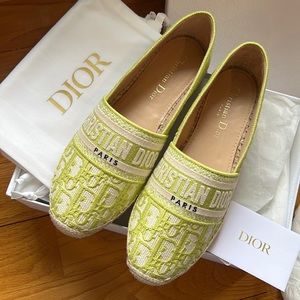 Christian Dior Granville Espadrilles, Green, Size 37.5
